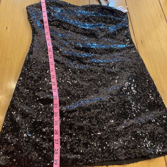 Open Edit Women’s Black Sequin Mini Dress Adjustable  Straps New Small - Picture 13 of 16